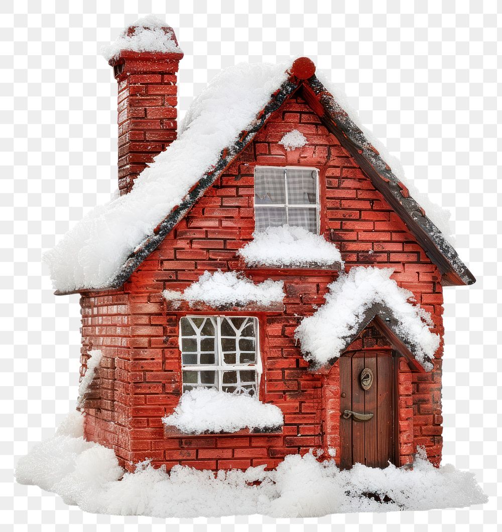 PNG Toy house brick snow home.