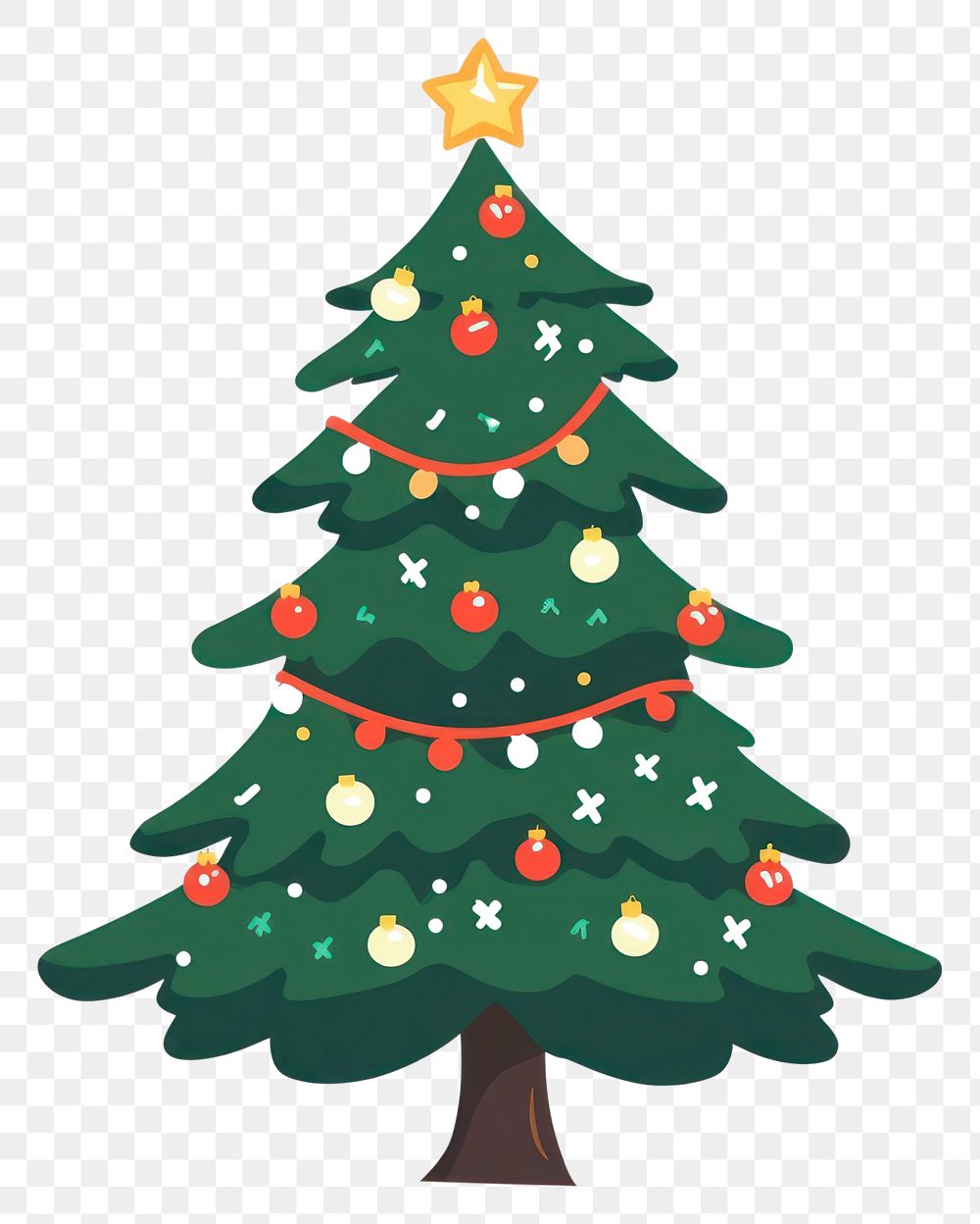 PNG Simple Christmas tree christmas illustration decorated.