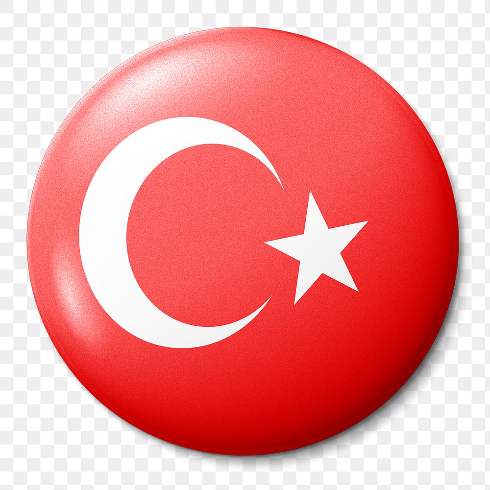 T&uuml;rkiye flag png round badge, transparent background