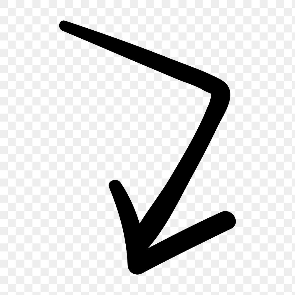 PNG Black arrow pointing downward, transparent background