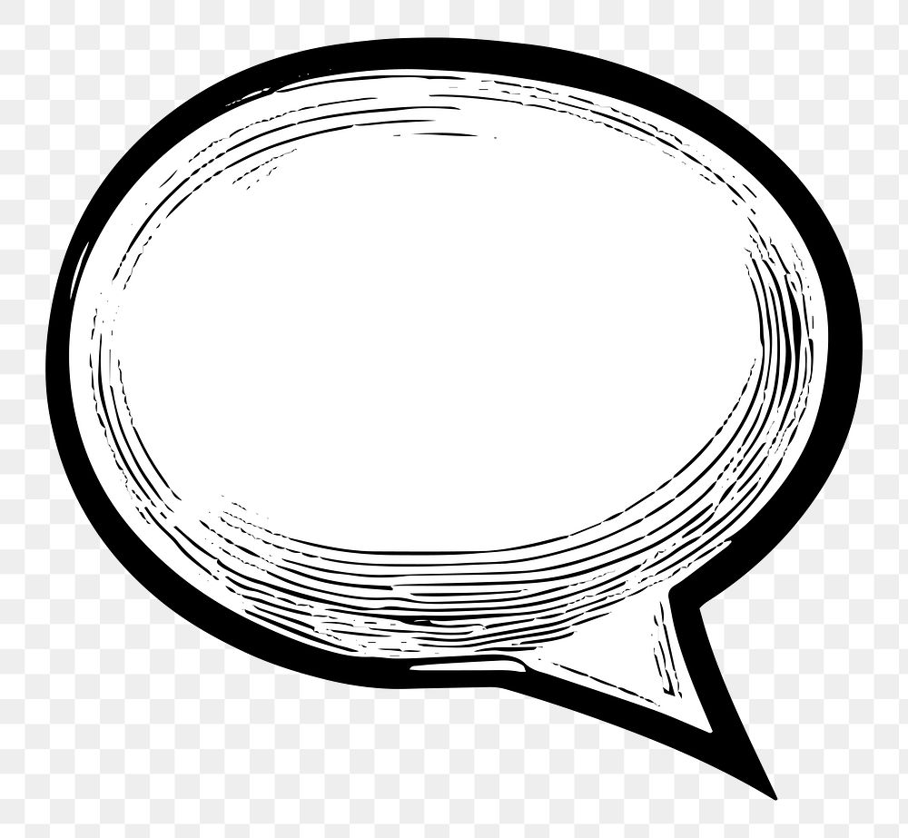 Comic speech bubble png black outline, transparent background