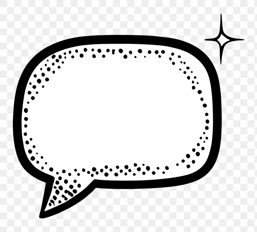 Comic speech bubble png black outline, transparent background