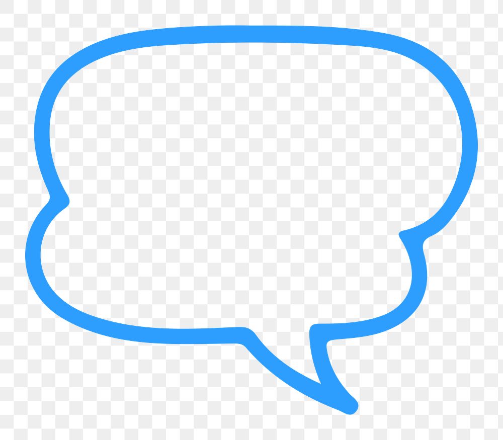 PNG blue doodle speech bubble, transparent background