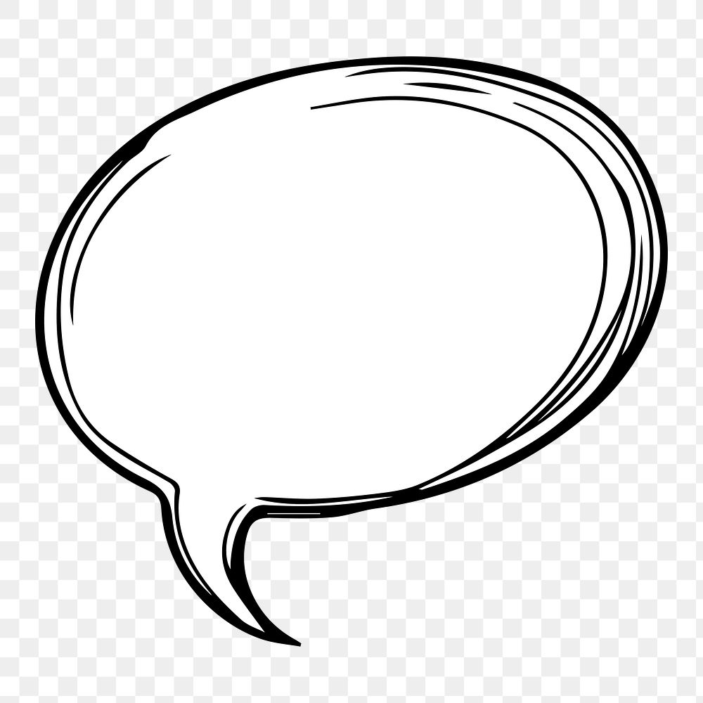 Comic speech bubble png black outline, transparent background