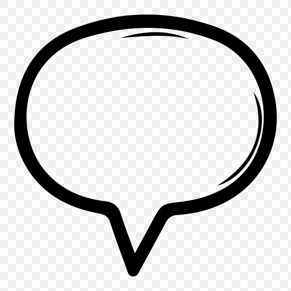 Speech bubble png black outline, transparent background