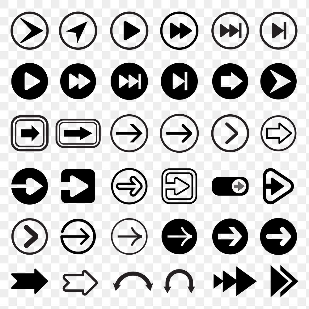 PNG diverse arrow icon set, transparent background