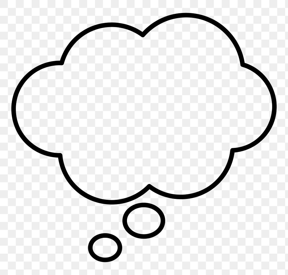 Thought bubble png outline shape, transparent background