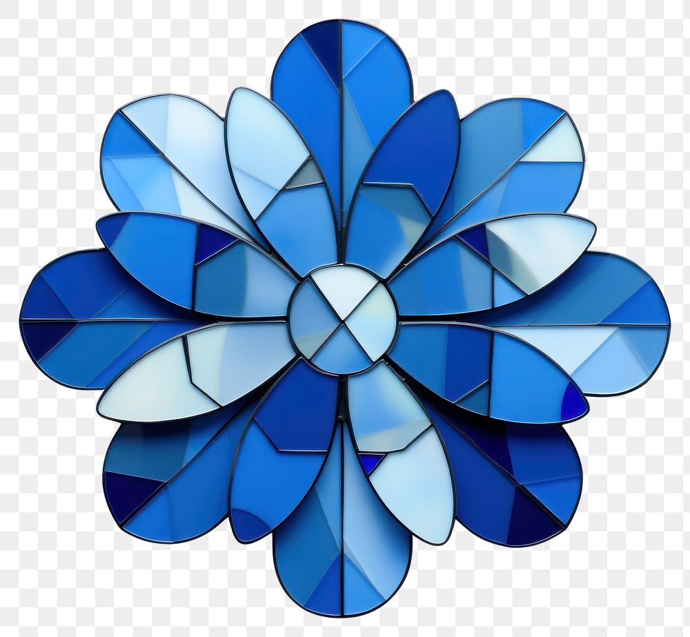 PNG Mosaic tiles of blue flower jewelry brooch shape.