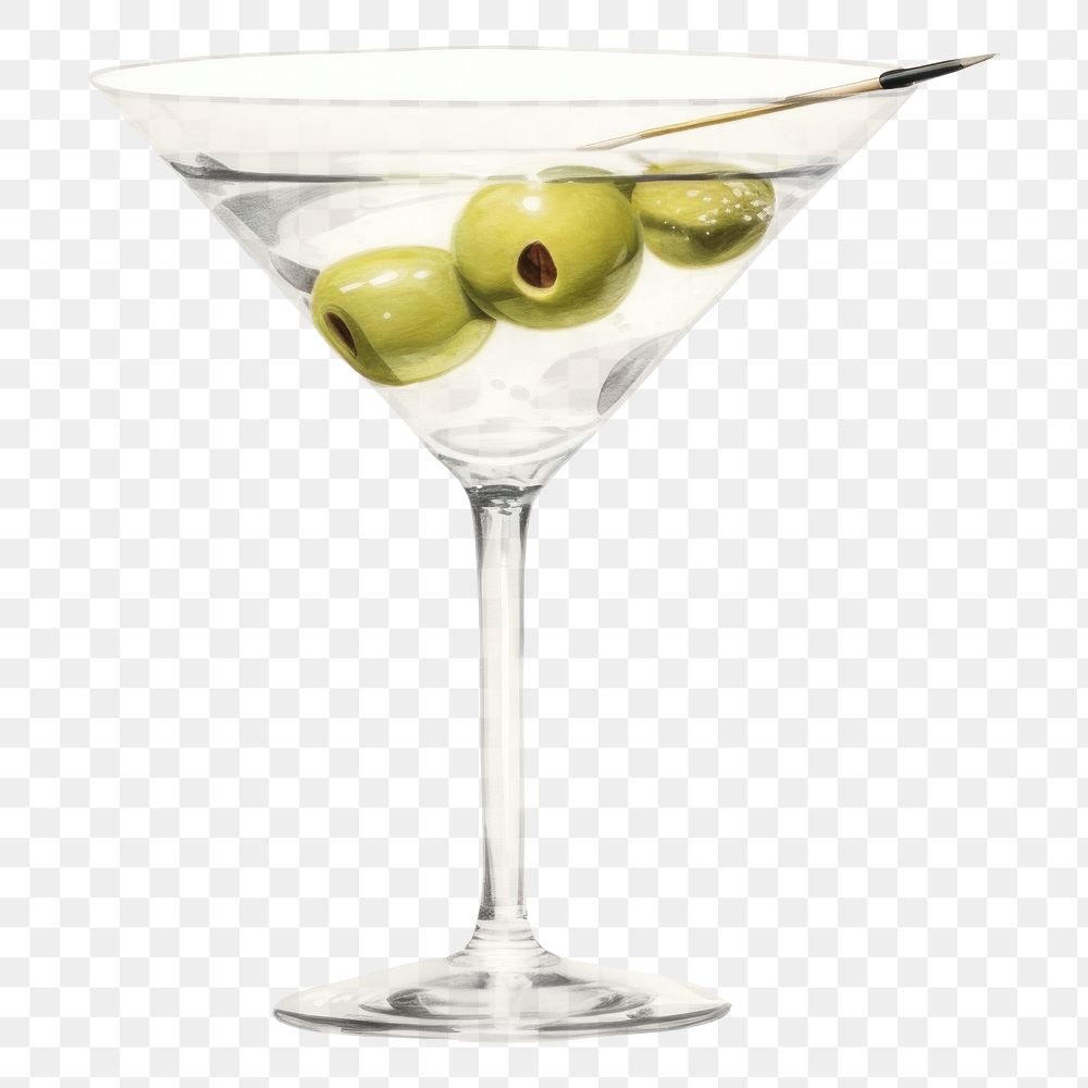 PNG Martini cocktail olive drink. 