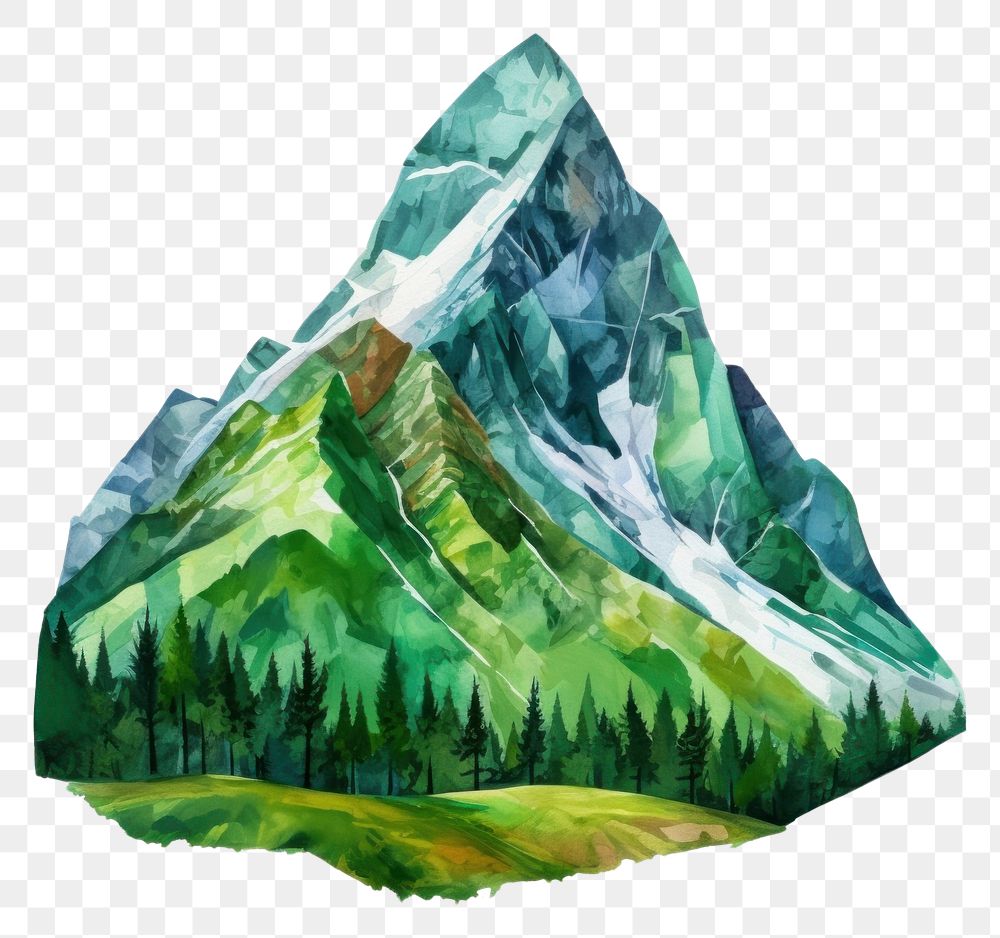 PNG  Green mountain outdoors painting nature. AI generated Image by rawpixel.