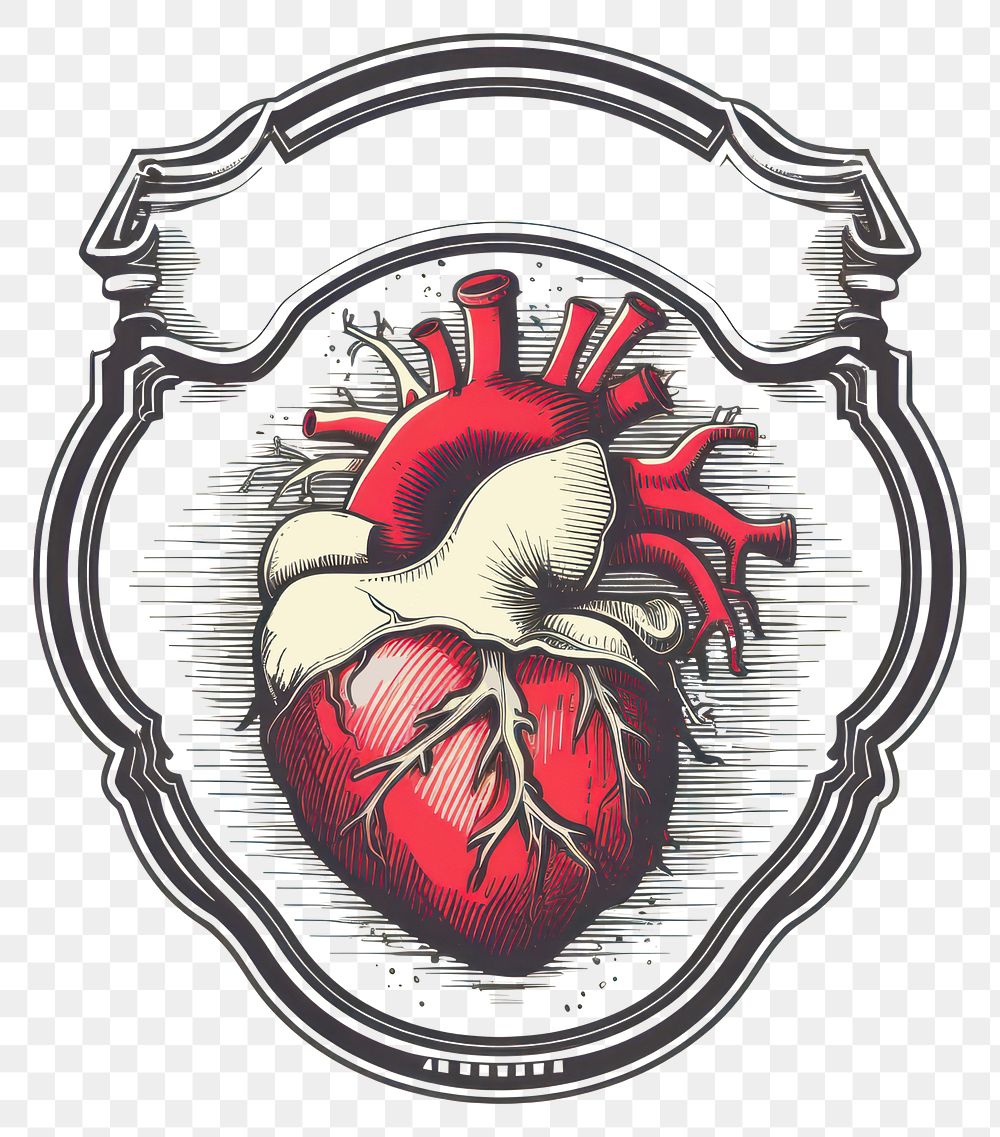 PNG  Cardiology badge logo architecture. AI generated Image by rawpixel.