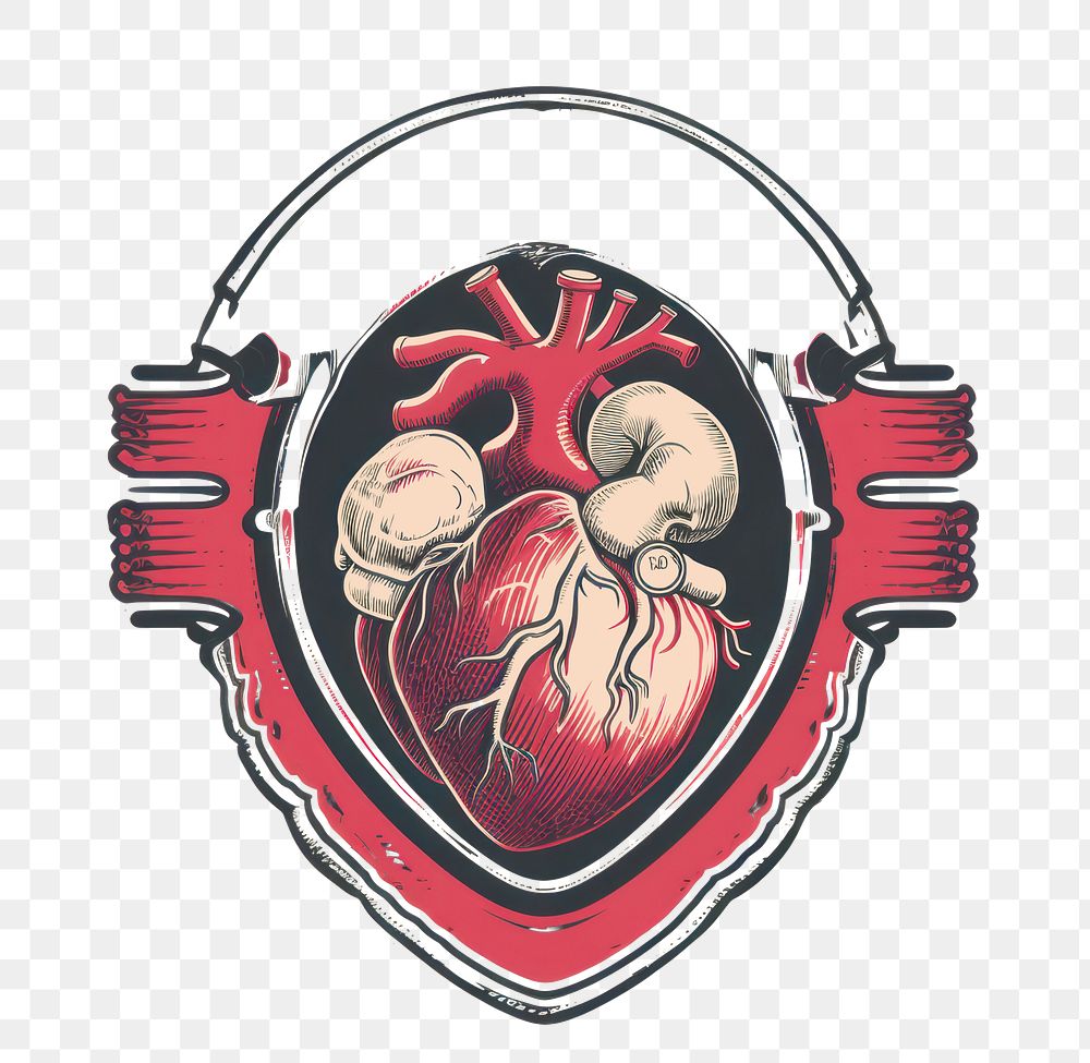 PNG  Cardiology badge logo dynamite. AI generated Image by rawpixel.