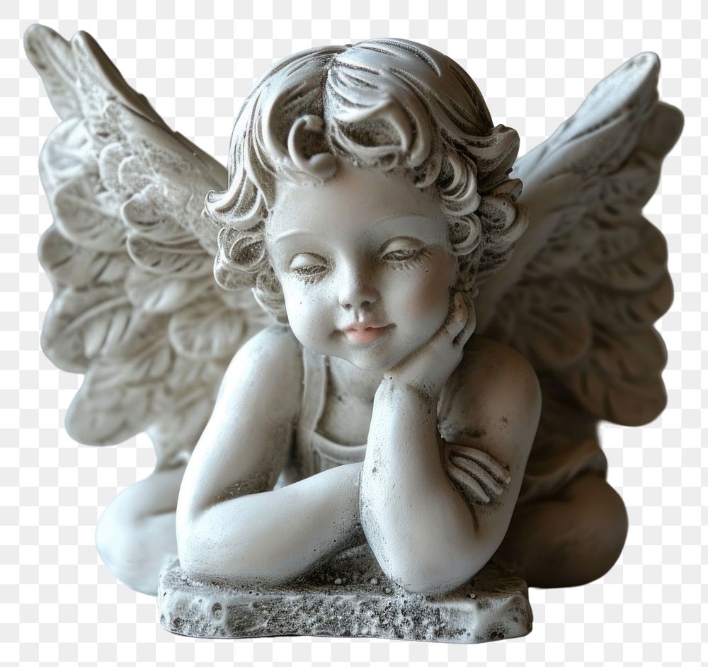 PNG  Baby angel guardian statue figurine representation spirituality.