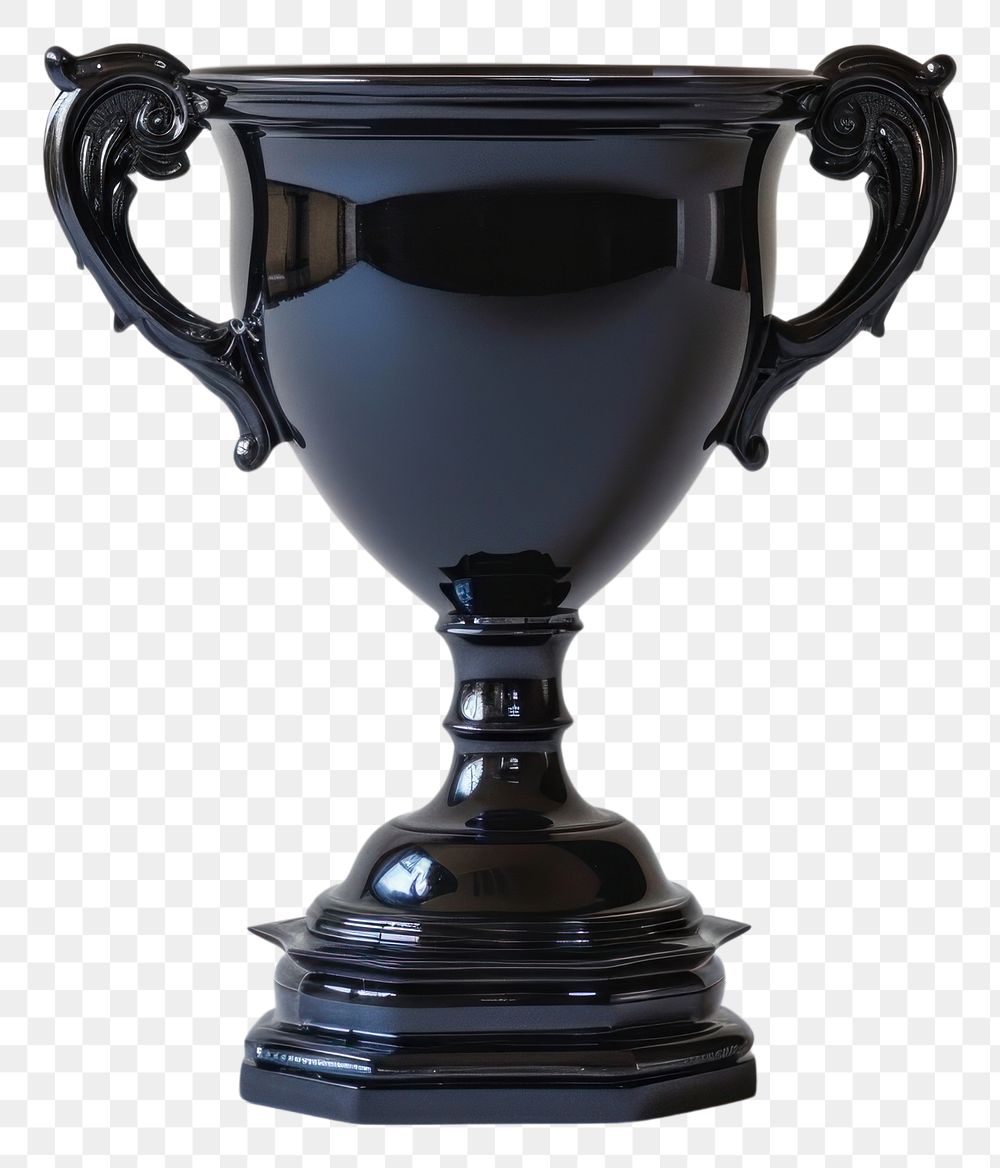 PNG Black trophy achievement flowerpot drinkware.