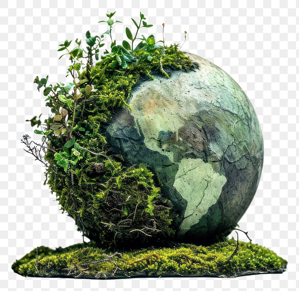 PNG  Green mossy earth planet sphere plant.