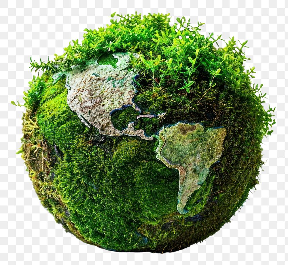 PNG  Green mossy earth sphere plant tree.
