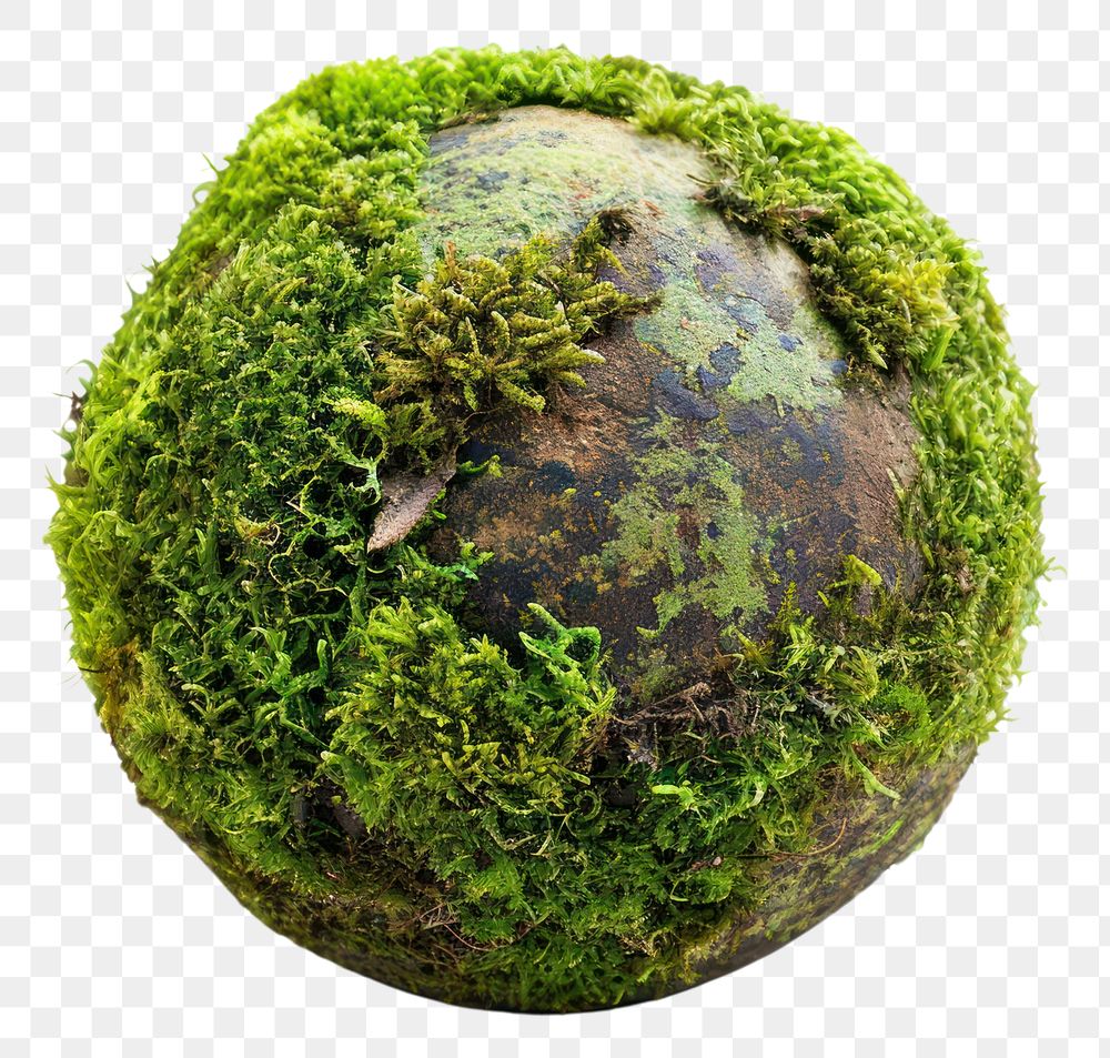 PNG  Green mossy earth sphere plant ball.