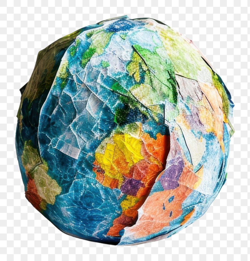 PNG A globe made entirely from Collage paper material sphere accessories creativity.