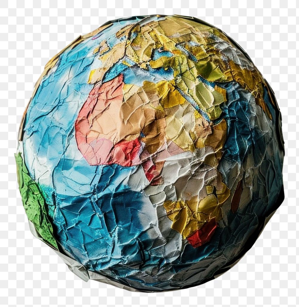 PNG A globe made entirely from Collage paper material sphere art egg.