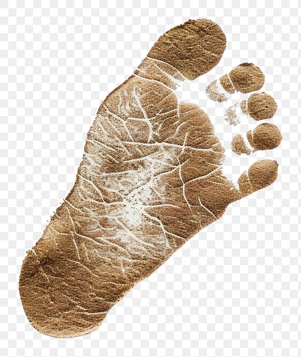 PNG The brown foot imprint of a baby on a white background footprint barefoot footwear.