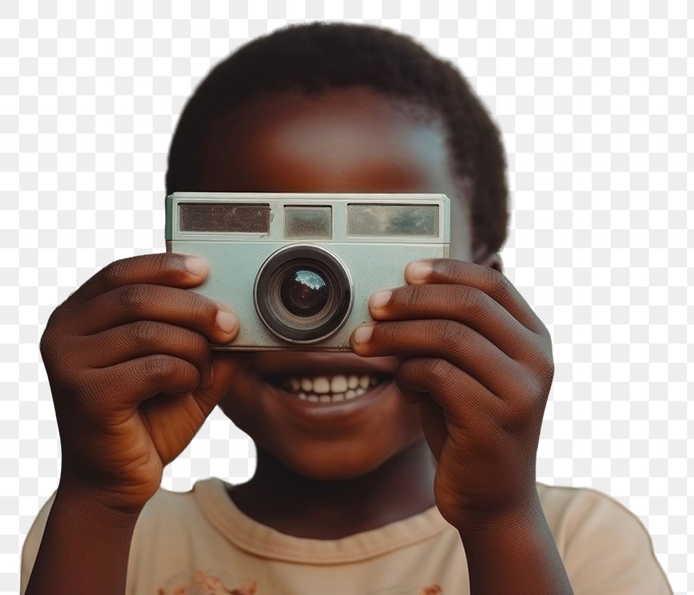 PNG  Smiling African kids photography camera photographing.