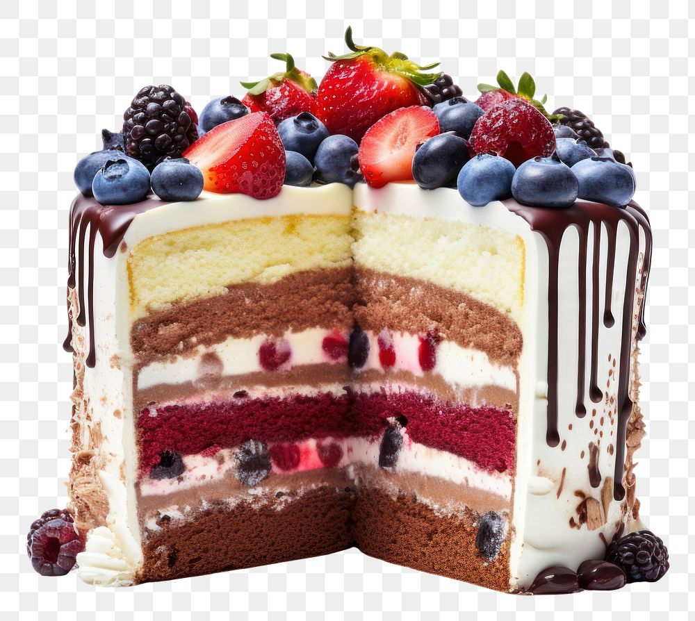 PNG Birthday Cake cake raspberry blueberry. AI generated Image by rawpixel.