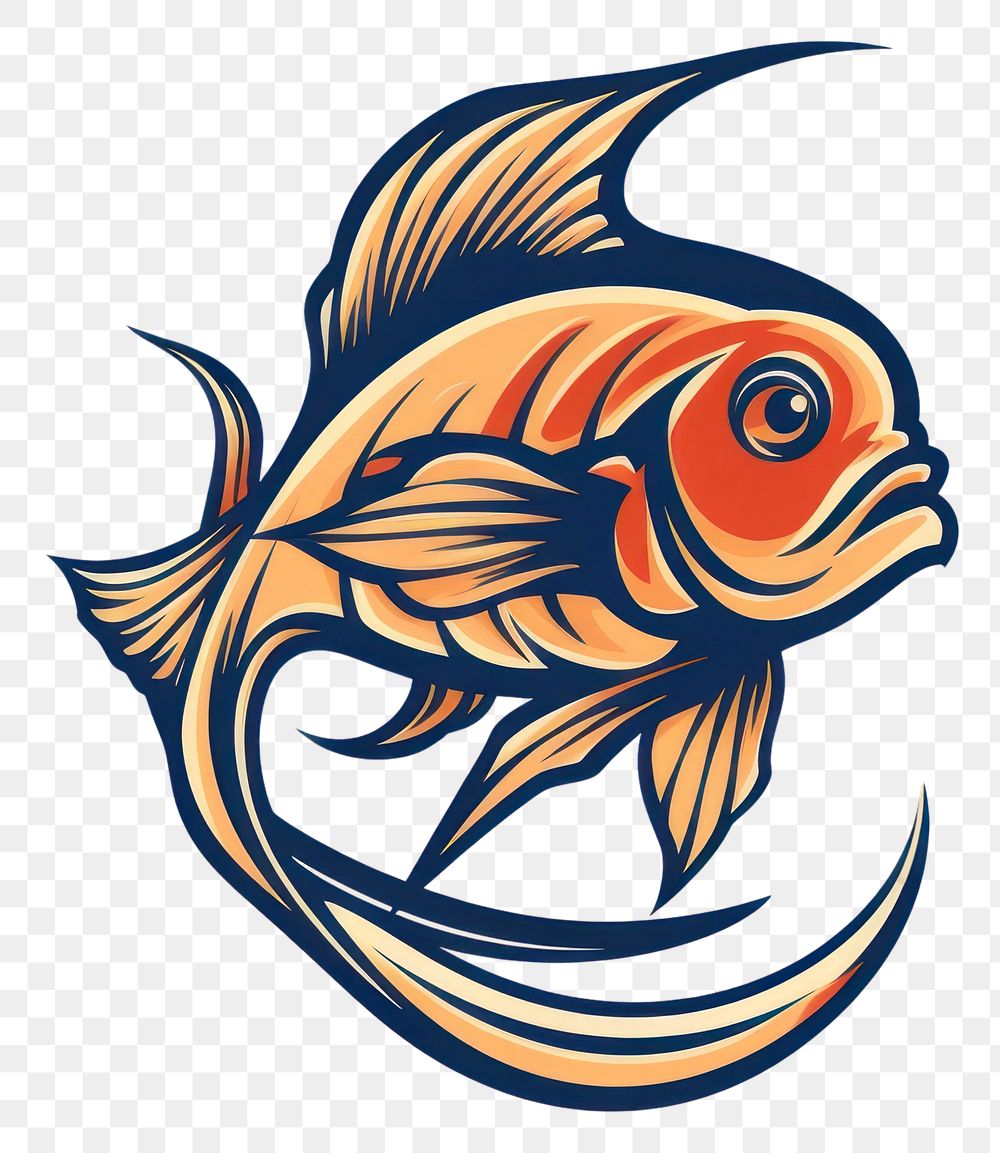 PNG  Goldfish animal logo creativity. AI generated Image by rawpixel.