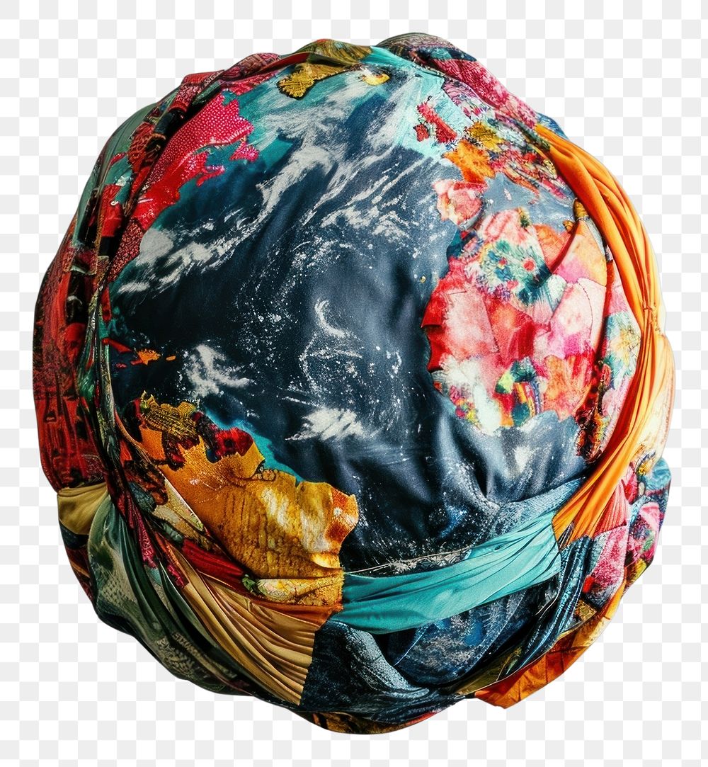 PNG A globe made entirely from fabric material photography creativity headgear.