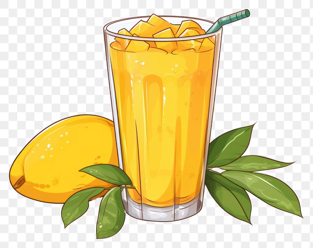 PNG  Mango juice fruit drink glass.