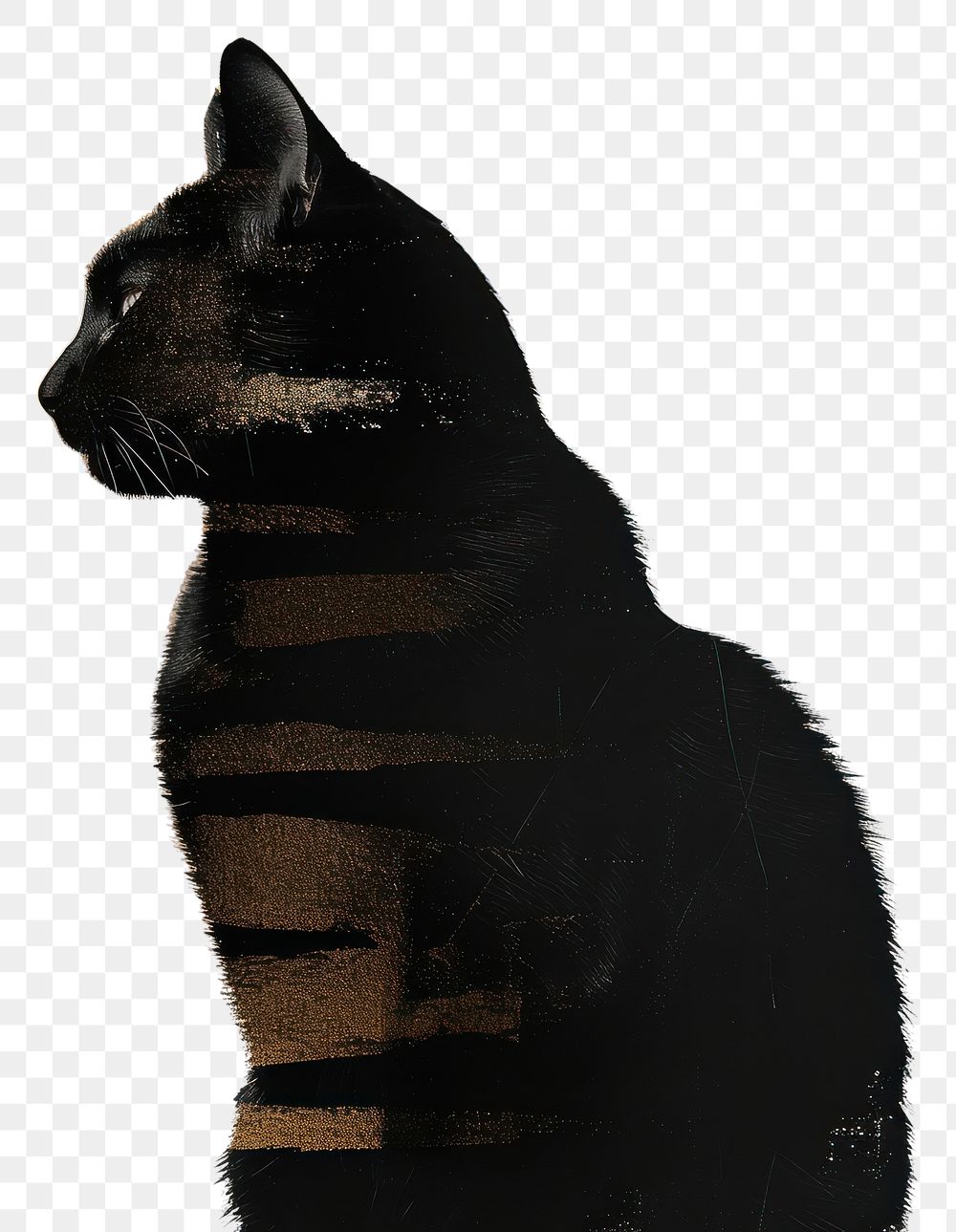 PNG A black cat with a brown brush stroke animal mammal pet.