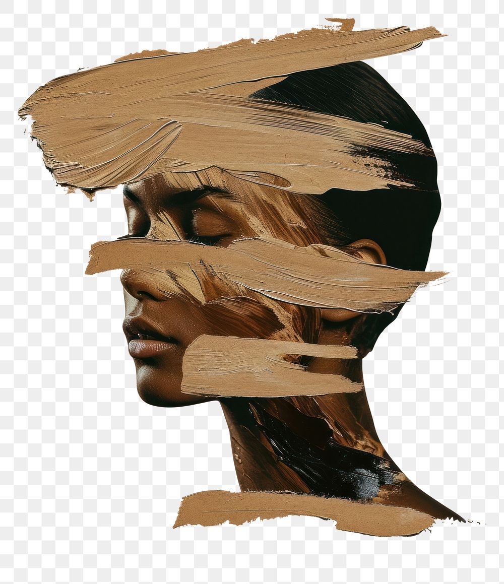 PNG A portrait sculpture with a brown brush stroke art adult photography.