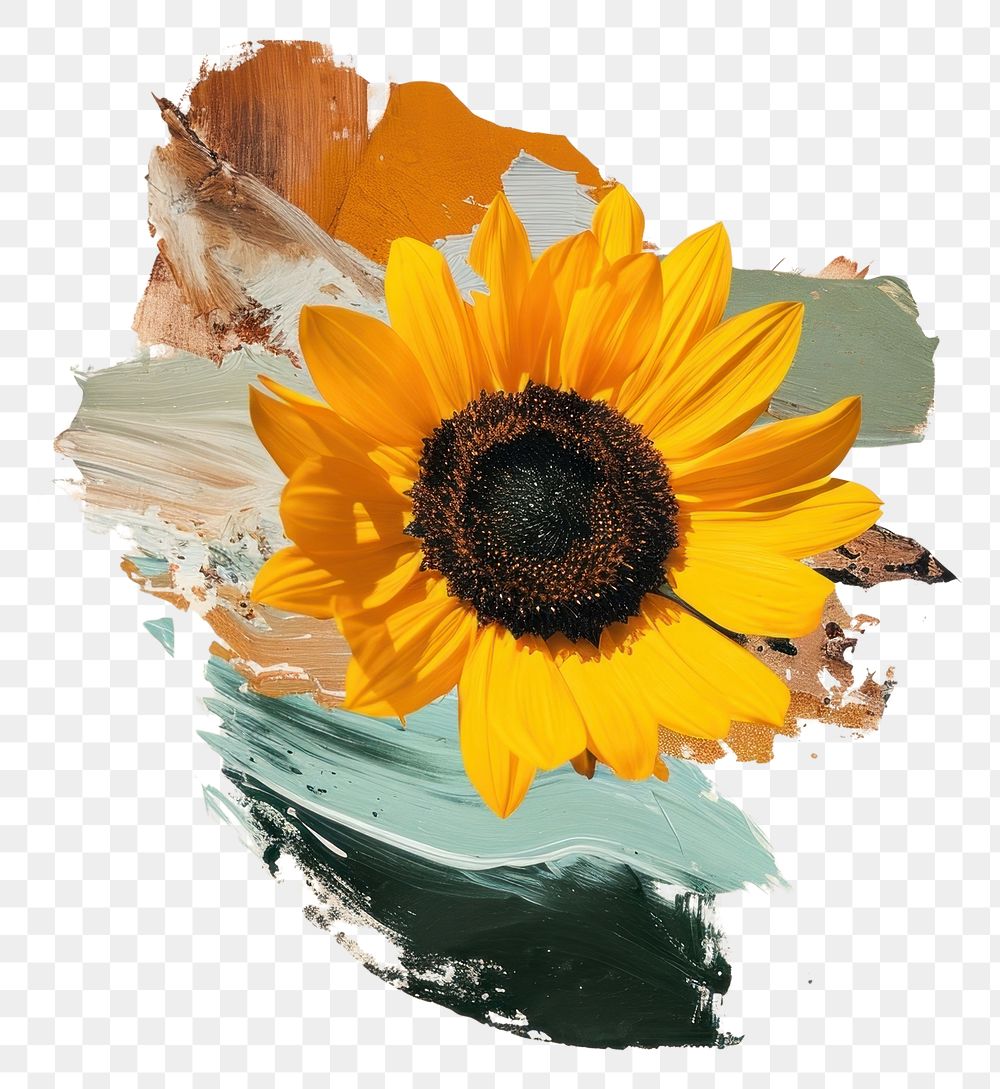 PNG An acrylic stroke top with sunflower element overlay art painting petal.