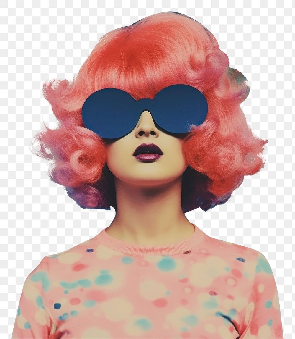 PNG  Collage Retro dreamy Wig wig sunglasses astronomy.