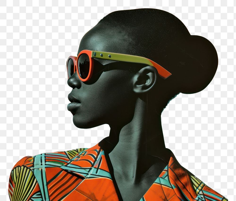 PNG Collage Retro dreamy african art sunglasses painting.