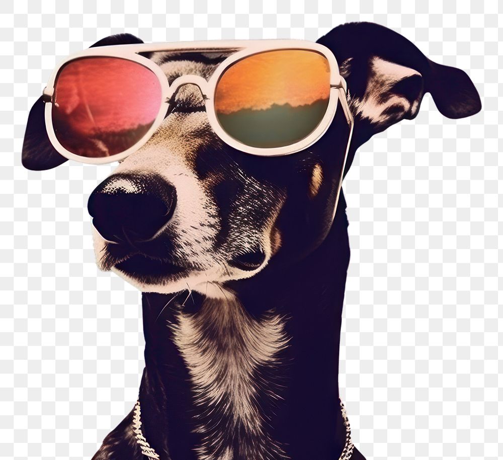 PNG Collage Retro dreamy Greyhound sunglasses greyhound portrait.