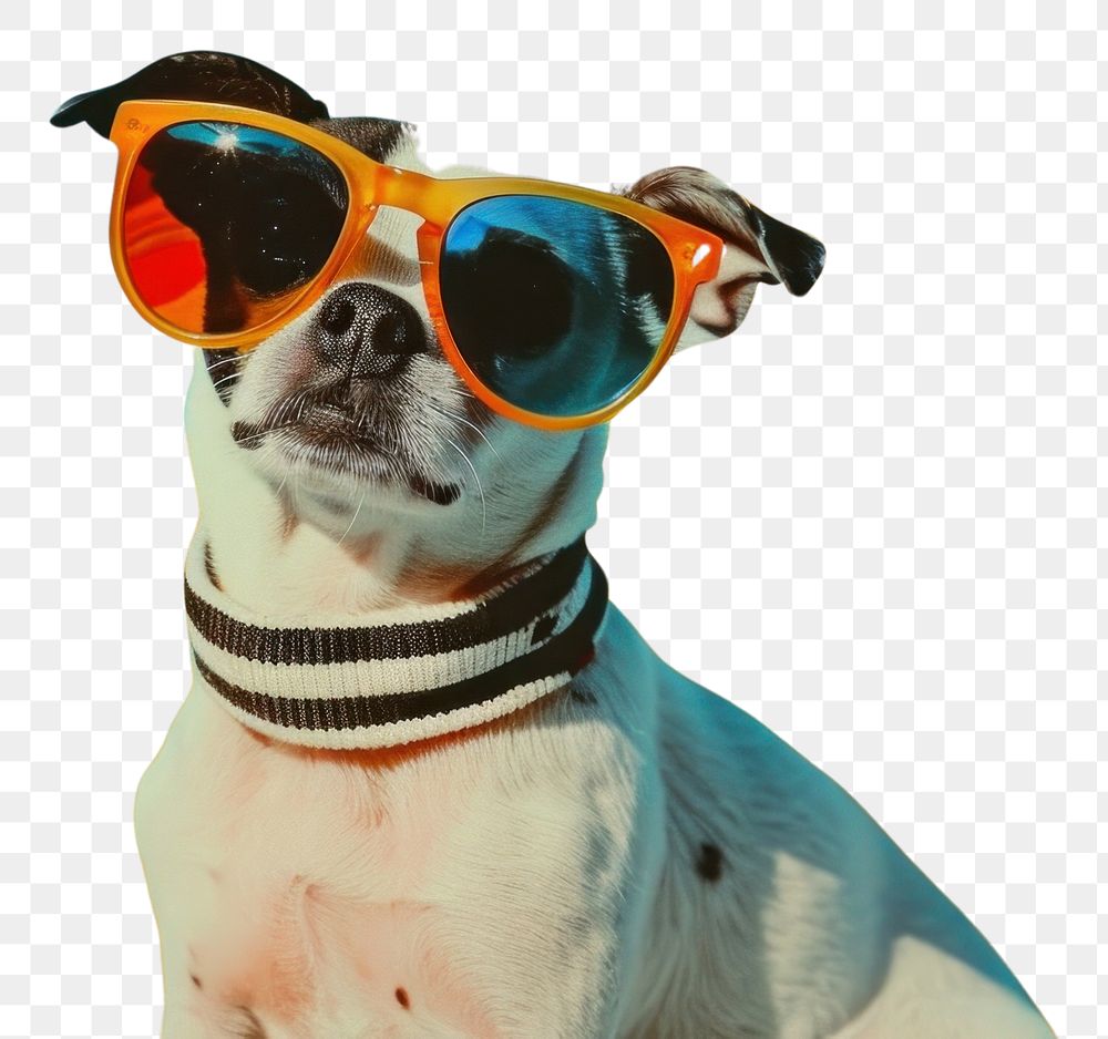 PNG  Collage Retro dreamy pet sunglasses portrait outdoors.