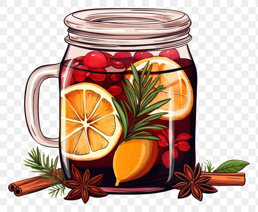 PNG Mulled wine jar food 