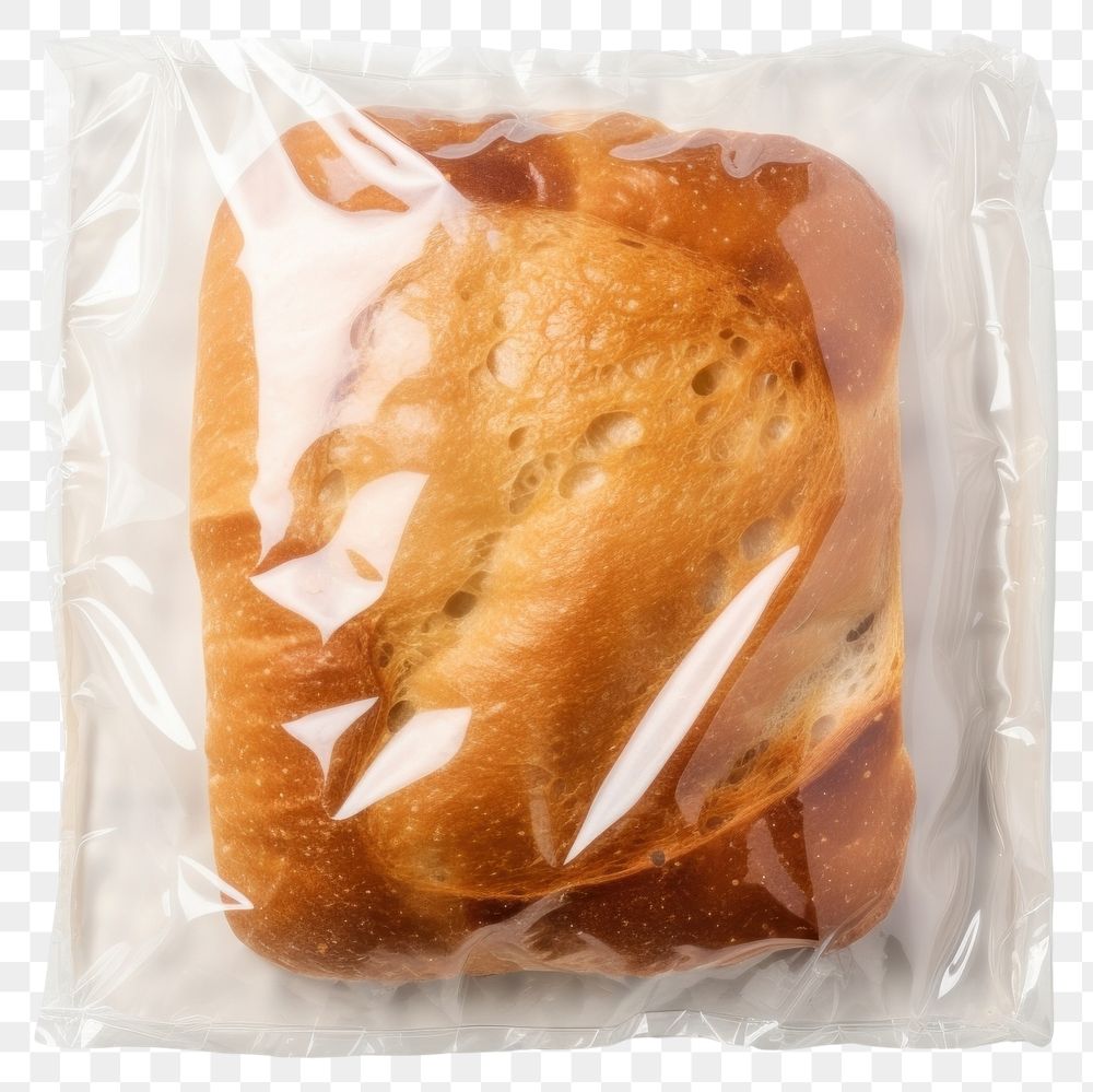 PNG  Plastic wrapping over a bread sliced food white background freshness.