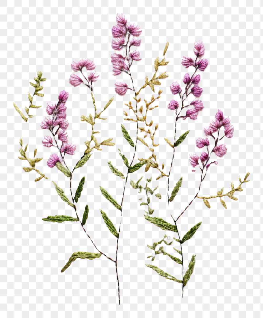 PNG  Wildflower in embroidery style blossom plant inflorescence.