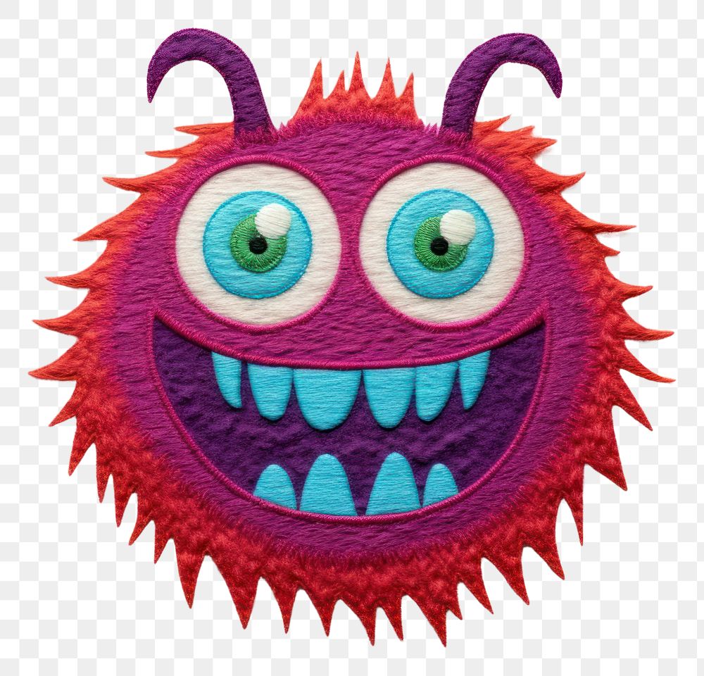 PNG  Monster in embroidery style art anthropomorphic representation.