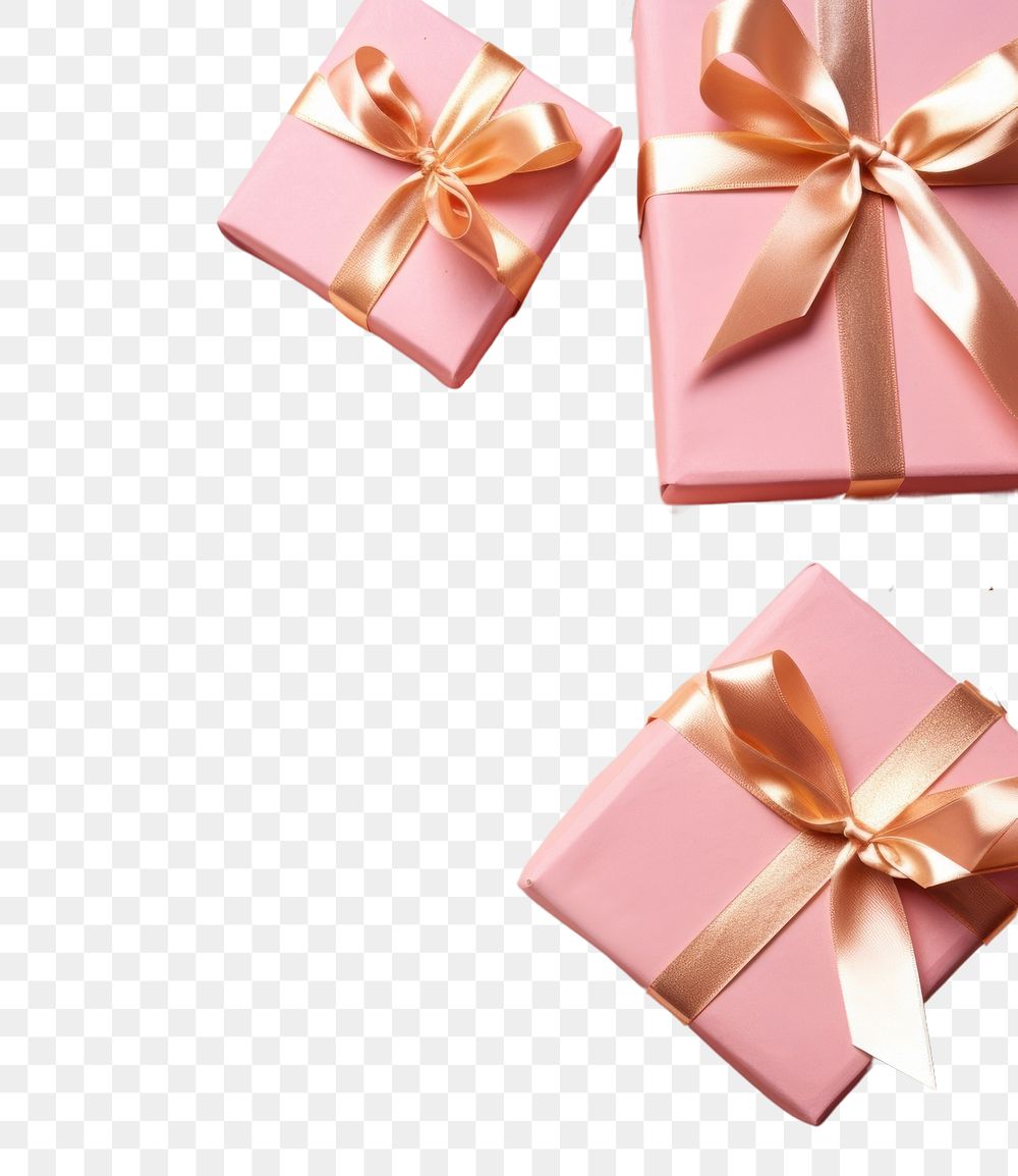 PNG  Pastel pink gifts with golden bows and ribbons placed on pink background near stars backgrounds transportation…