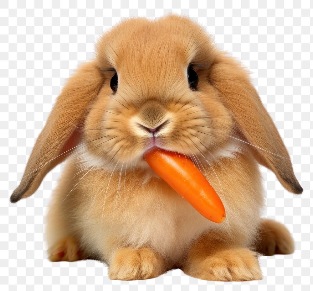 PNG Holland lop rabbit eatting carrot vegetable animal rodent. AI generated Image by rawpixel.