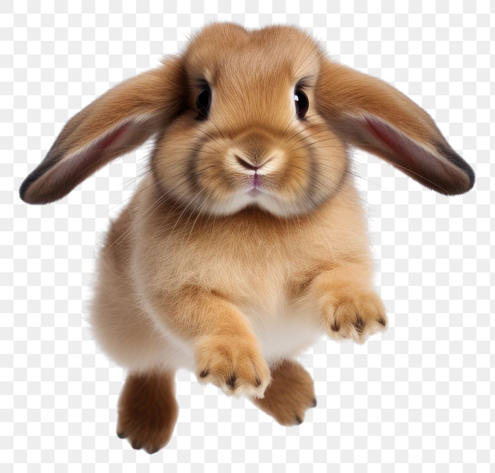 PNG Holland lop rabbit jumping mammal animal rodent. AI generated Image by rawpixel.