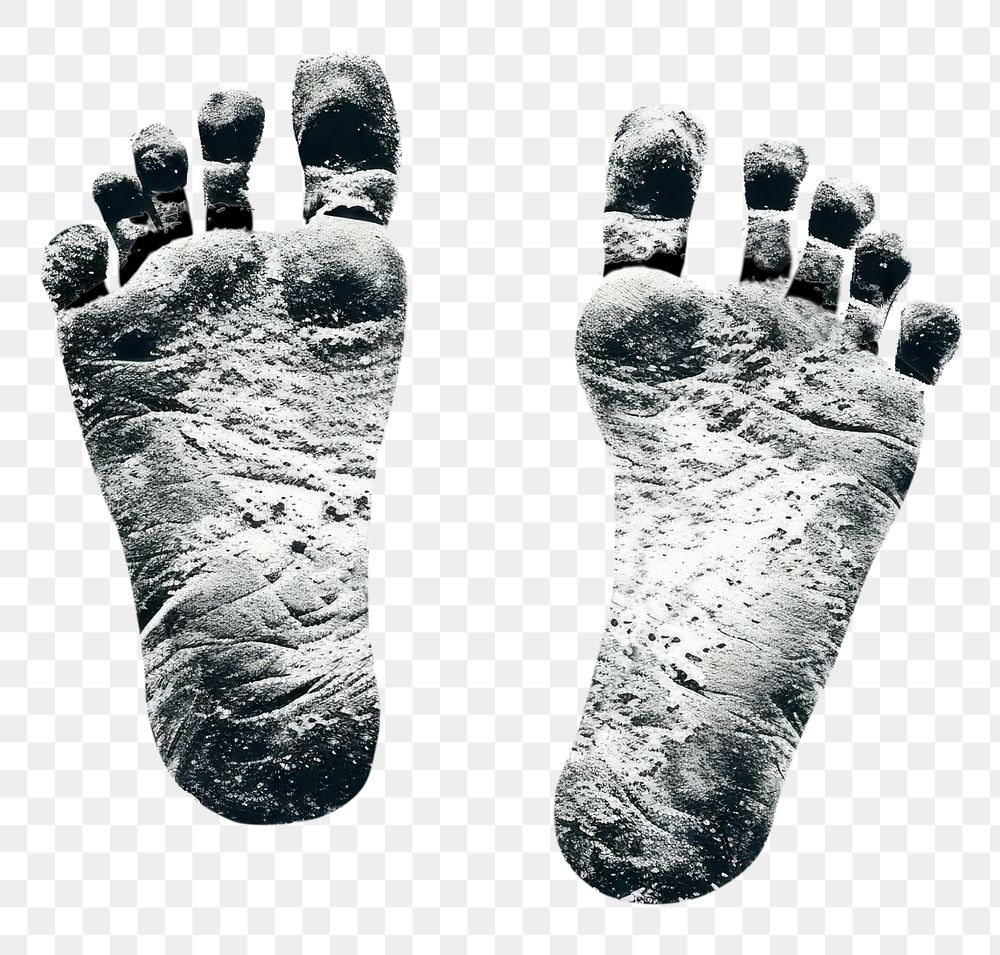 PNG Featuring left and right foot imprints of a human on a white background monochrome footprint barefoot.