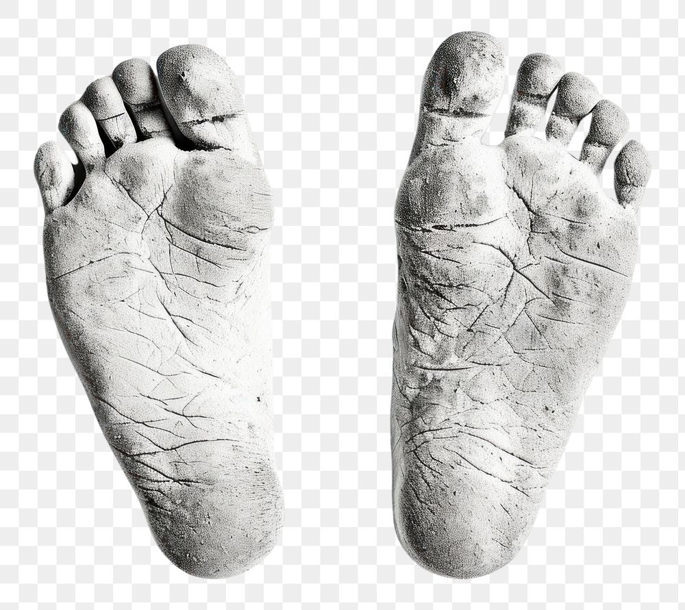PNG Featuring left and right foot imprints of a human on a white background monochrome footwear barefoot.