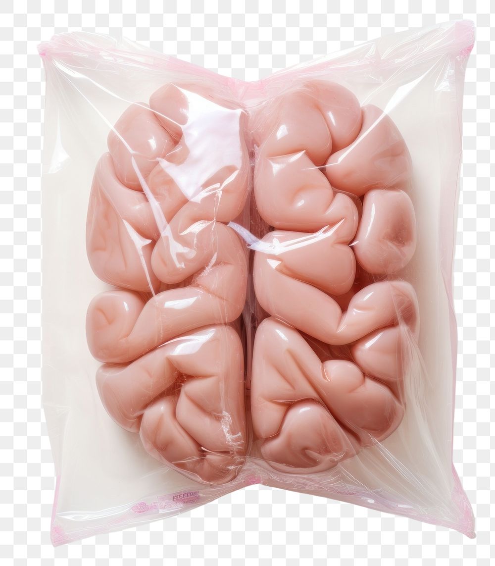 PNG  Plastic wrapping over a brain food white background freshness.