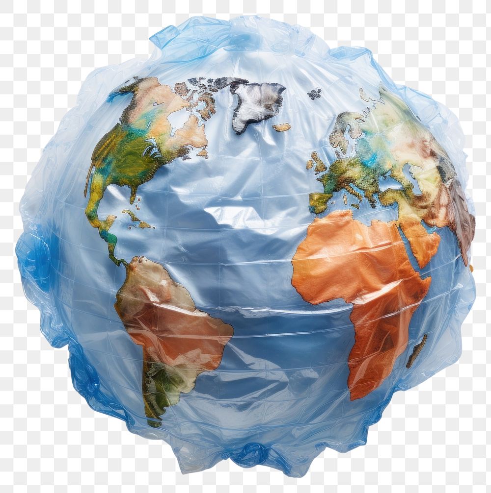 PNG  Plastic wrapping over waste globe planet astronomy universe.