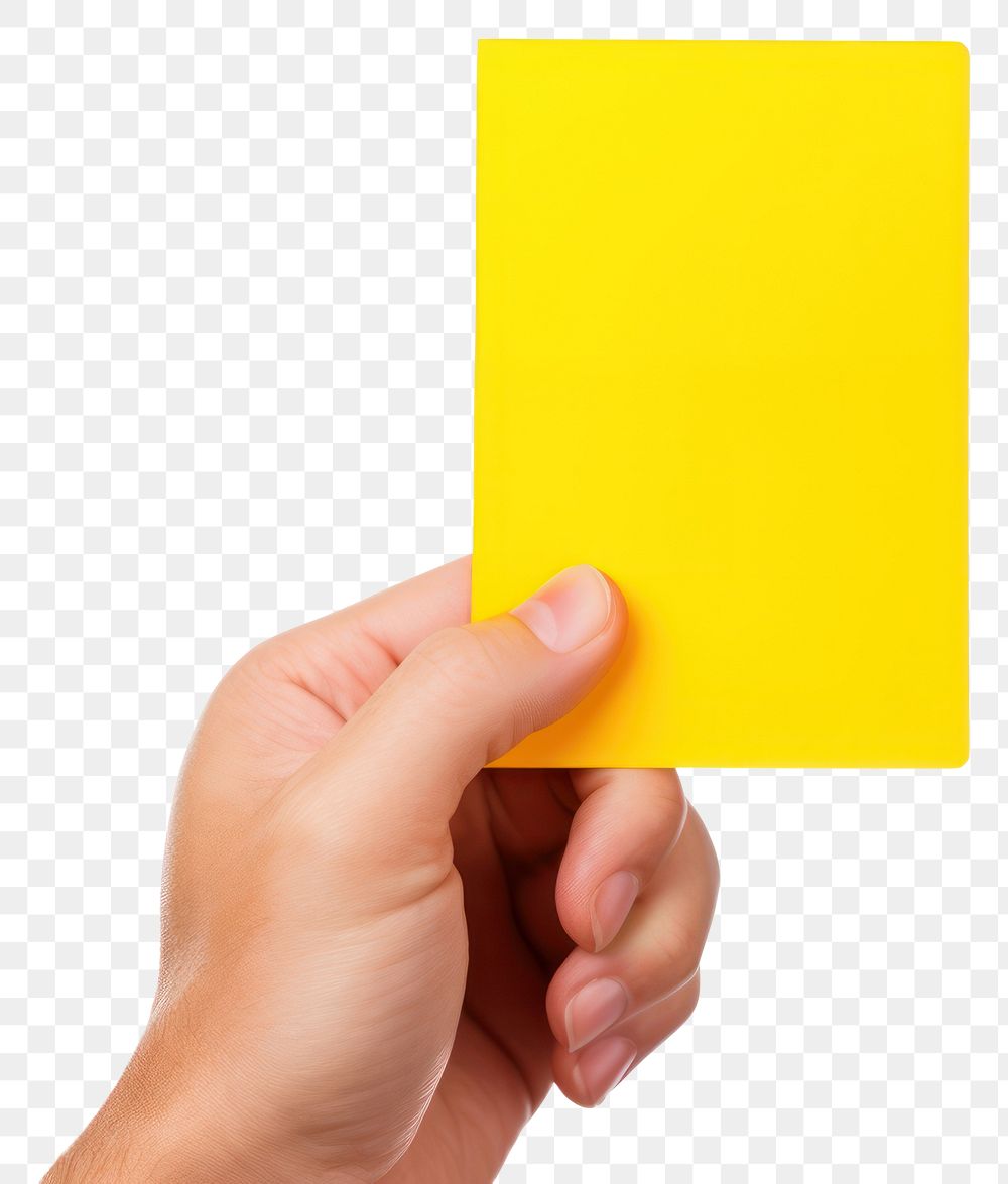 PNG  Yellow paper hand white background. AI generated Image by rawpixel.