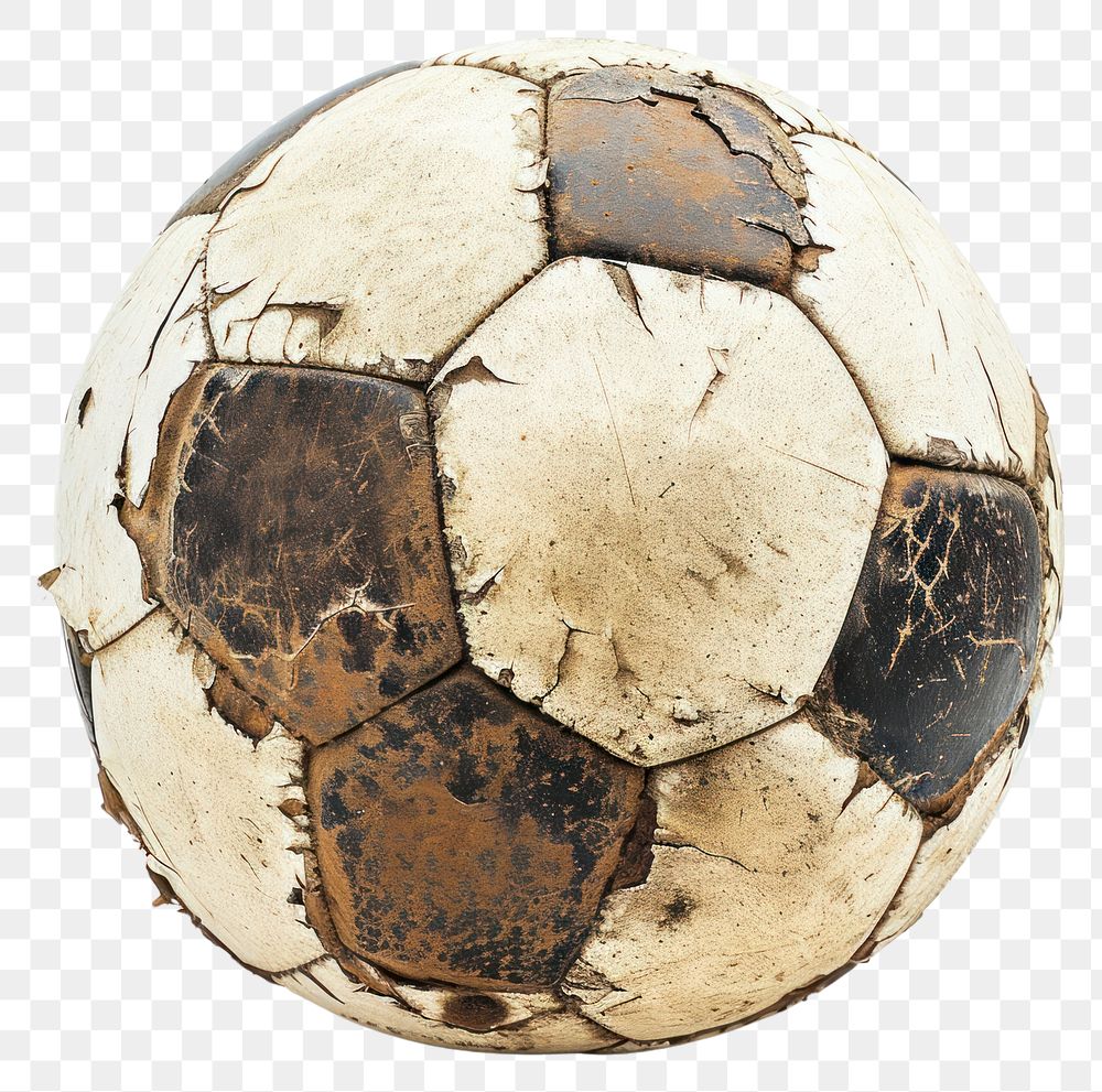 PNG  Worn out soccer ball football sports white background.