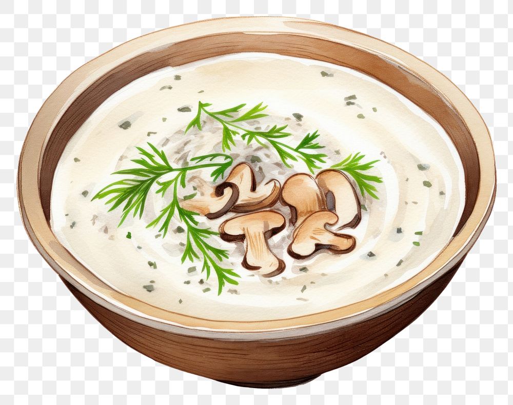 PNG  Creamy mushroom soup food meal dish. AI generated Image by rawpixel.